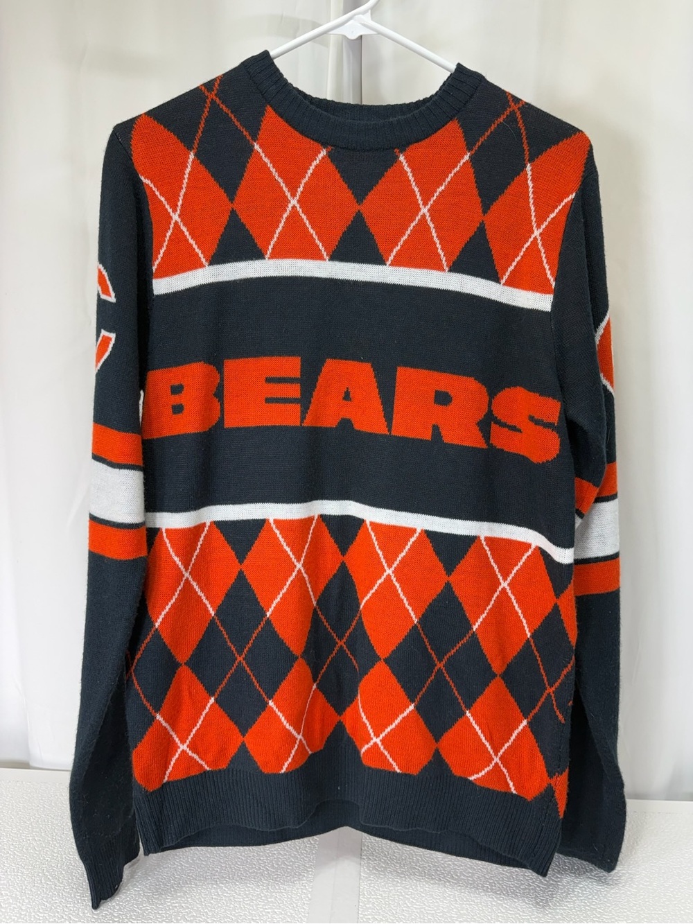 NFL Bears Black, Orange & White Argyle Crewneck Sweater 4184